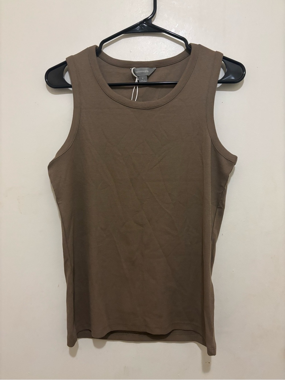 Suzanne Grae Brown Ribbed Tank Top Women’s Small NWT Cotton Stretch
